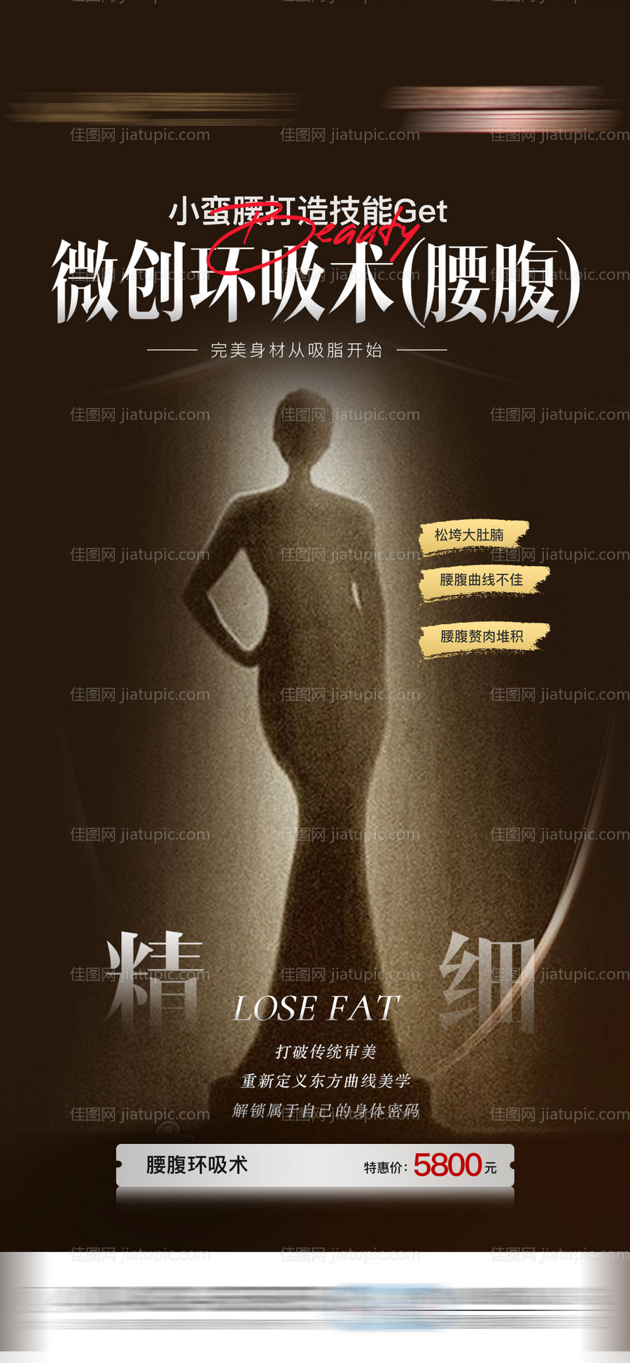 微创环吸腰腹吸脂医美海报-源文件