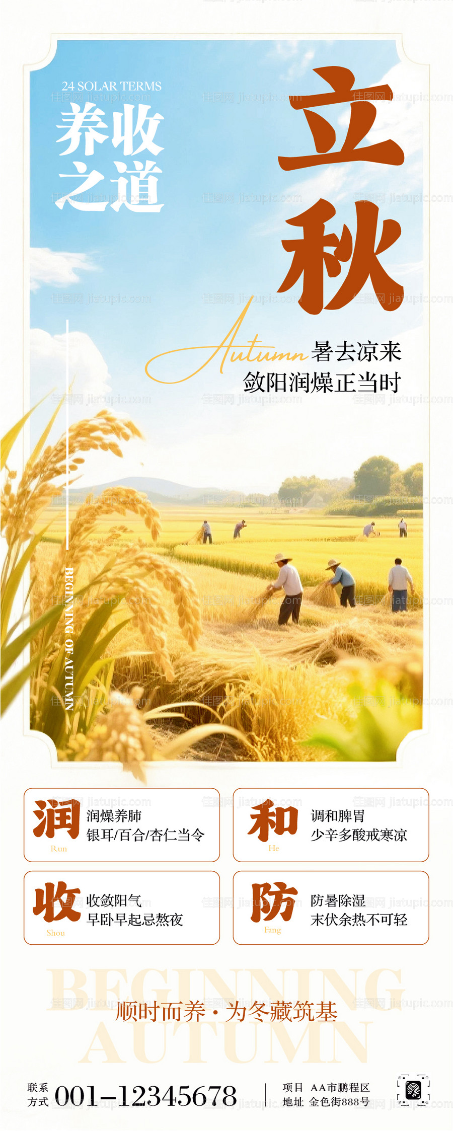 立秋养生节气长图海报-源文件