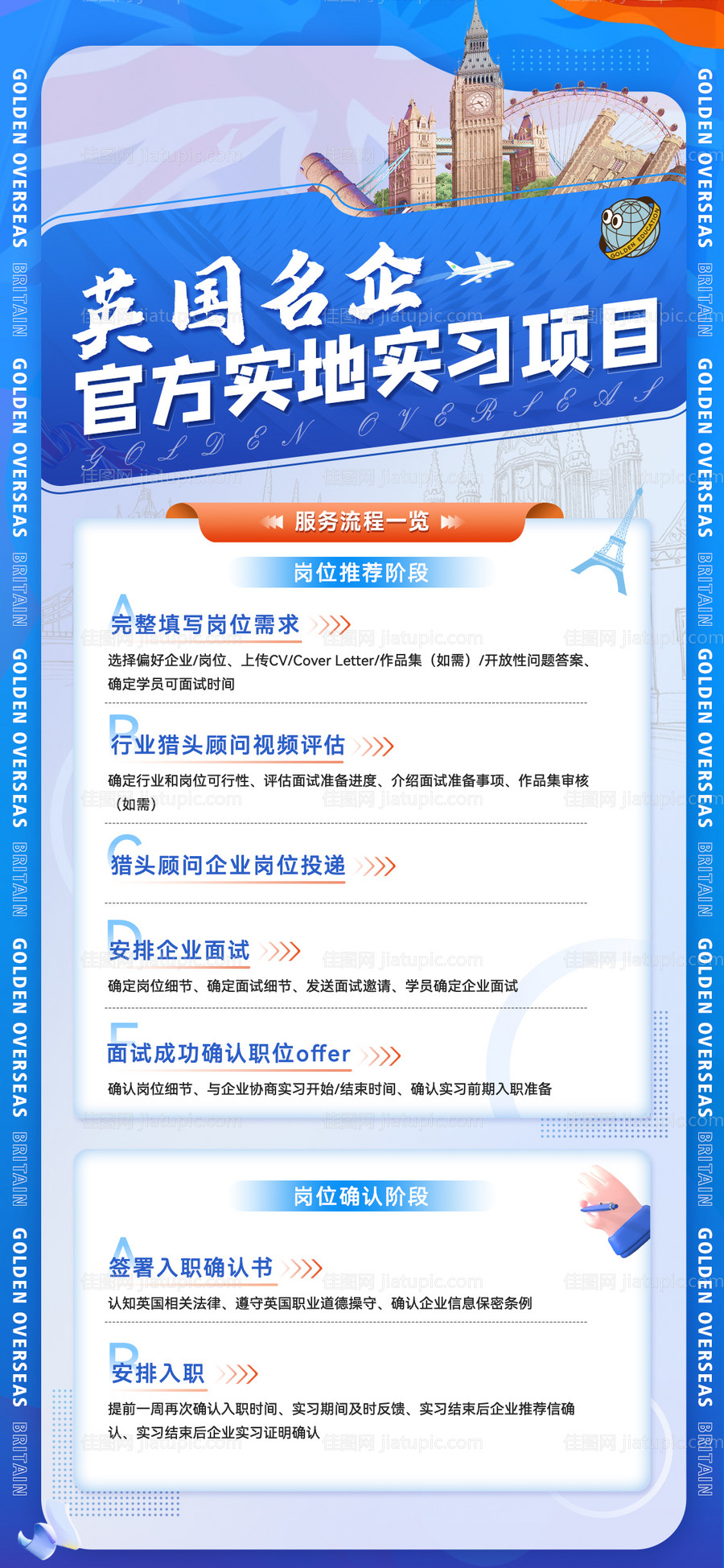 英国实习留学招募海报-源文件