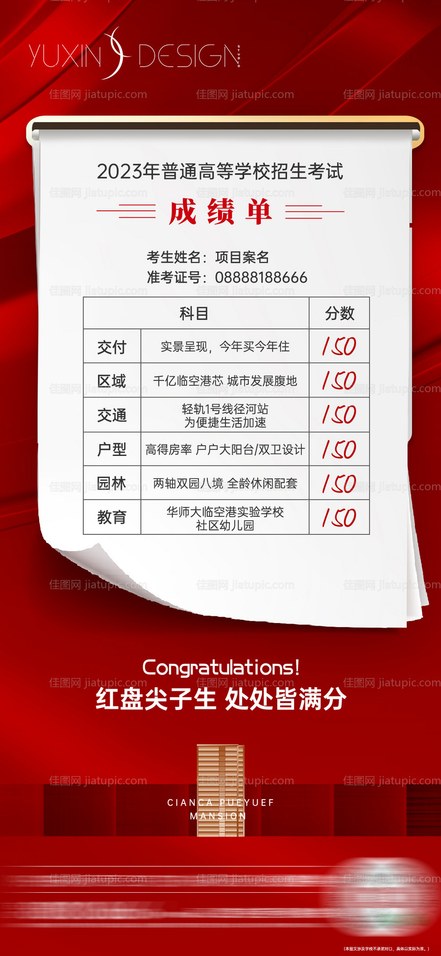 地产高考结束价值点成绩单单图-源文件