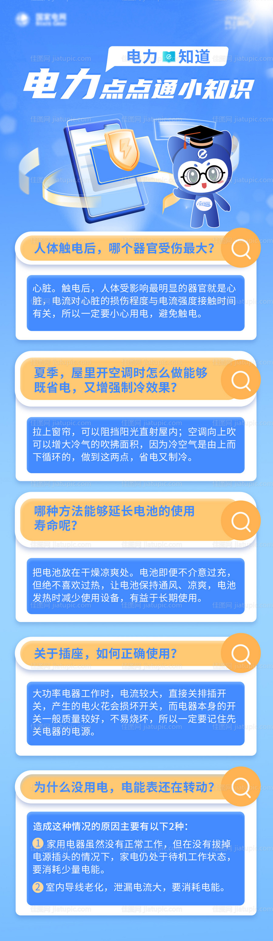 创意电力知识科普长图海报-源文件